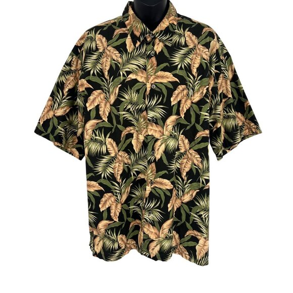 Cooke Street Honolulu Mens Hawaiian Shirt Size L 100% Cotton Tropical Leaf Print - Picture 1 of 9